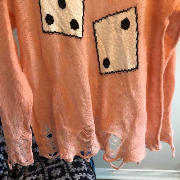 Wildfox pink distressed dice sweater - Picture 3 of 4